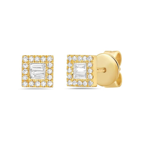 Bassali Earrings 14K Yellow Gold Diamond Stud Earrings