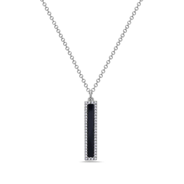 Bassali Necklaces 14K White Gold Black Onyx & Diamond Necklace