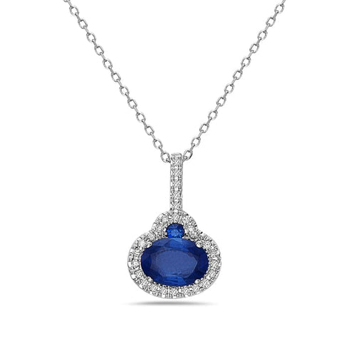 Bassali Necklaces 14K White Gold Diamond and Sapphire Necklace