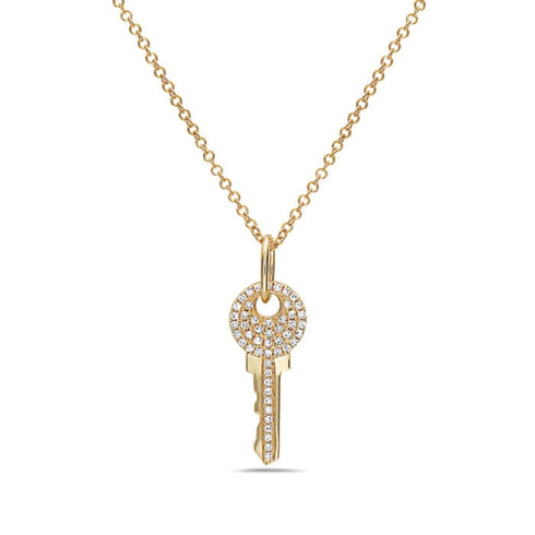 Bassali Necklaces 14K Yellow Gold Diamond Key Necklace