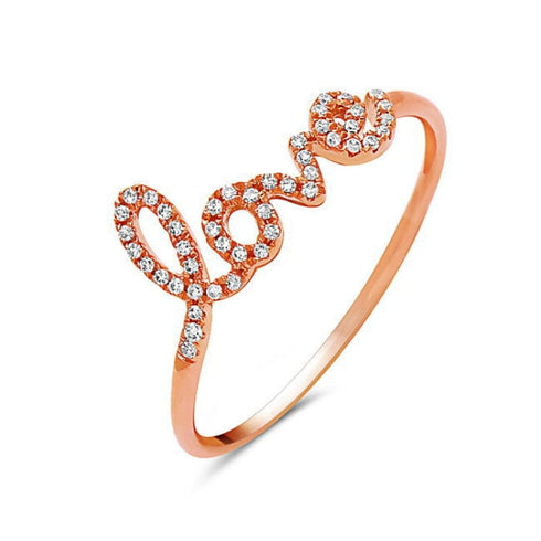 Bassali Rings 14K Rose Gold Diamond LOVE Ring