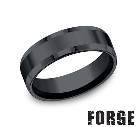 Benchmark Men's Wedding Bands 10 Men's Wedding Band, Black Ceramic 7MM