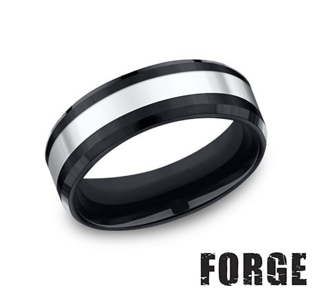 Benchmark Men's Wedding Bands 10 Men's Wedding Band, Cobalt Center with Ceramic Edge, 7MM