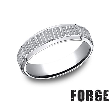 Benchmark Men's Wedding Bands 10 Men's Wedding Band, Cobalt Chrome, Bark Look, 5MM