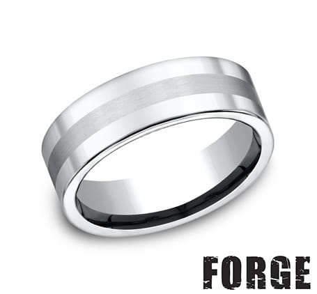 Benchmark Men's Wedding Bands 10 Men's Wedding Band, Cobalt Chrome with Satin Center Line, 7.5MM