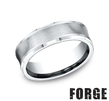 Benchmark Men's Wedding Bands 10 Men's Wedding Band, Cobalt Chrome with Satin Concave Design, 7.5MM