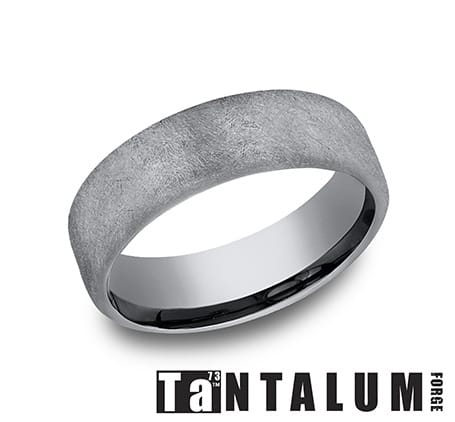 Benchmark Men's Wedding Bands 10 Men's Wedding Band, Grey Tantalum, Swirl Finish, 6.5MM