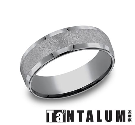 Benchmark Men's Wedding Bands 10 Men's Wedding Band, Grey Tantalum with Satin Center, 7MM