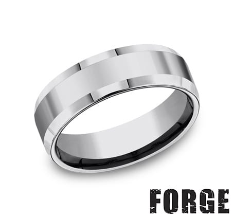 Benchmark Men's Wedding Bands 10 Men's Wedding Band, High Polish Tungsten, 7MM
