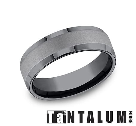 Benchmark Men's Wedding Bands 10 Men's Wedding Band, Tantalum Sand Blast Center, 7MM