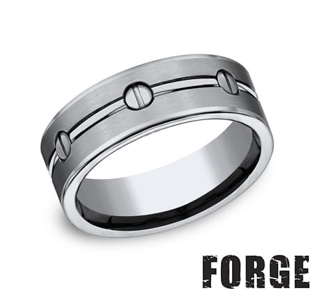 Benchmark Men's Wedding Bands 10 Men's Wedding Band, Titanium Screw Design, 8MM