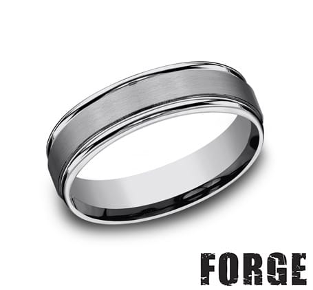 Benchmark Men's Wedding Bands 10 Men's Wedding Band, Tungsten, Satin Center 6MM