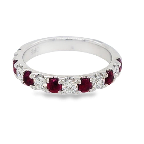 Diamonds Forever Rings White Gold Diamond and Ruby Alternating Band