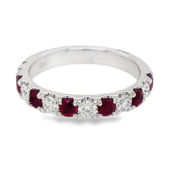 Diamonds Forever Rings White Gold Diamond and Ruby Alternating Band