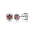 Gabriel & Co. Earrings 14K White Gold Garnet and Diamond Halo Stud Earrings