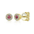Gabriel & Co. Earrings Yellow Gold Petite Ruby & Halo Diamond Stud Earrings