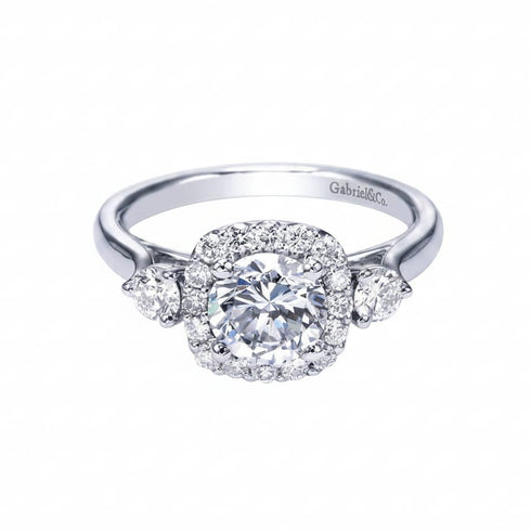 Gabriel & Co. Engagement Rings 6.5 14K White Gold Round Halo Engagement Ring Mounting