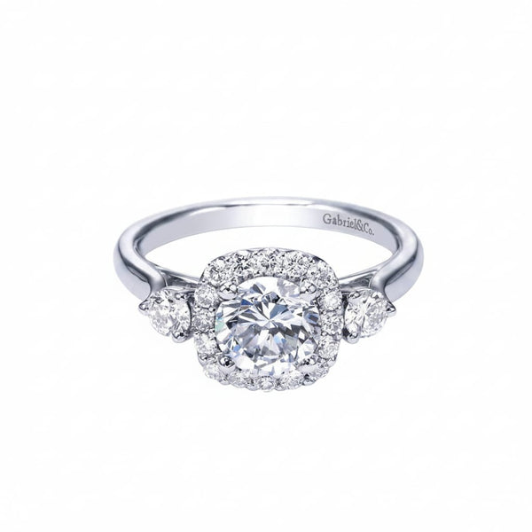 Gabriel & Co. Engagement Rings 6.5 14K White Gold Round Halo Engagement Ring Mounting