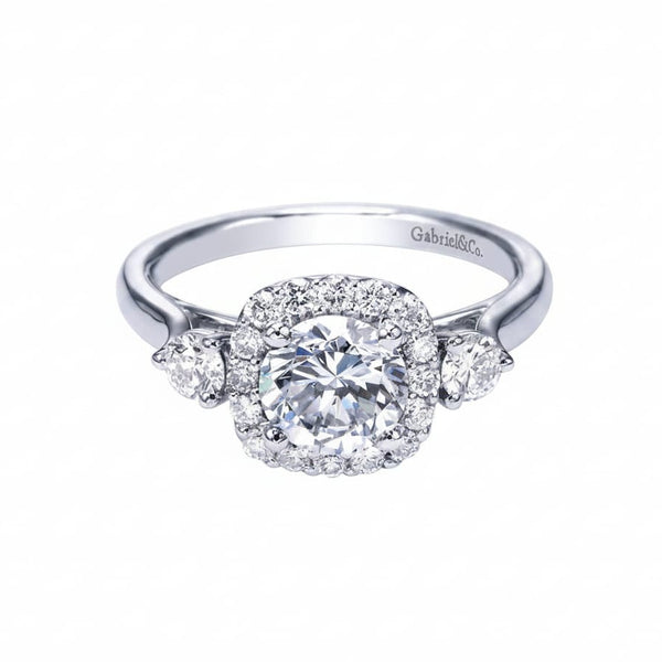 Gabriel & Co. Engagement Rings 6.5 14K White Gold Round Halo Engagement Ring Mounting
