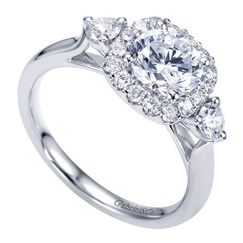 Gabriel & Co. Engagement Rings 6.5 14K White Gold Round Halo Engagement Ring Mounting