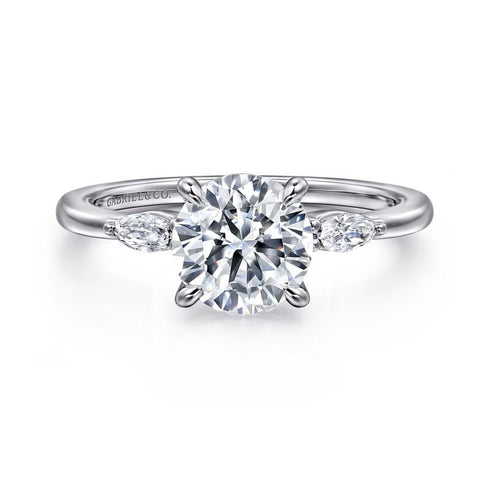 Gabriel & Co. Engagement Rings 6.5 Mounting Only, 14K White Gold Diamond 3 Stone Engagement Ring
