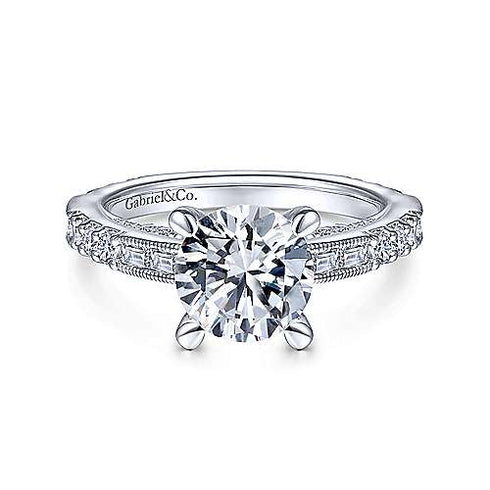 Gabriel & Co. Engagement Rings 6.5 Mounting Only, 14K White Gold Diamond Engagement Ring