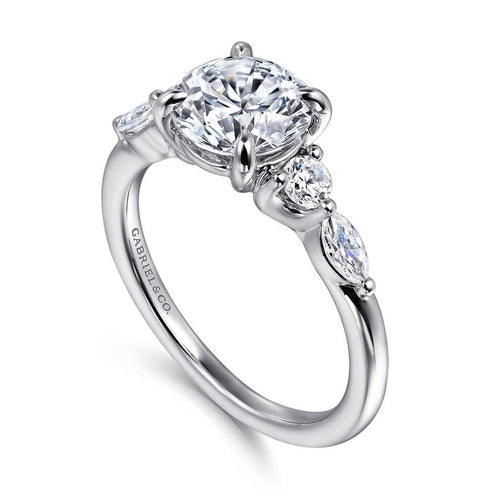 Gabriel & Co. Engagement Rings 6.5 Mounting Only, 14K White Gold Diamond Engagement Ring