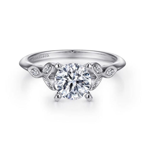 Gabriel & Co. Engagement Rings 6.5 Mounting Only, 14K White Gold Diamond Engagement Ring
