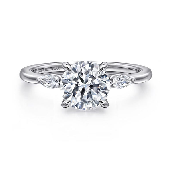 Gabriel & Co. Engagement Rings 6.5 Mounting Only, 14K White Gold Diamond Engagement Ring