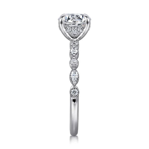 Gabriel & Co. Engagement Rings 6.5 Mounting Only, 14K White Gold Round Diamond Engagement Ring