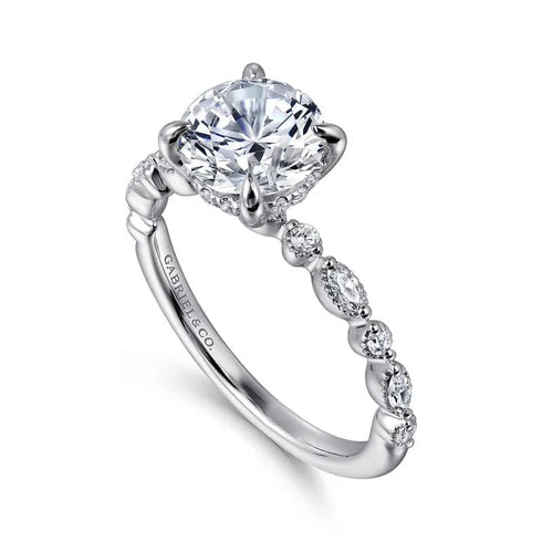 Gabriel & Co. Engagement Rings 6.5 Mounting Only, 14K White Gold Round Diamond Engagement Ring