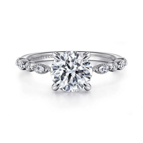 Gabriel & Co. Engagement Rings 6.5 Mounting Only, 14K White Gold Round Diamond Engagement Ring