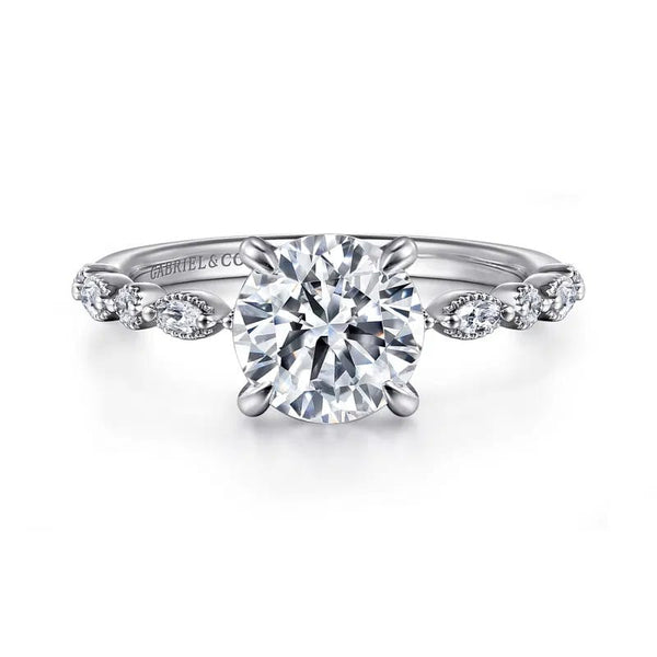 Gabriel & Co. Engagement Rings 6.5 Mounting Only, 14K White Gold Round Diamond Engagement Ring