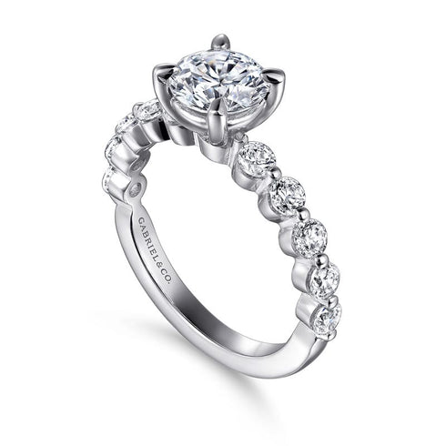 Gabriel & Co. Engagement Rings 6.5 Mounting Only, 14K White Gold Round Diamond Engagement Ring