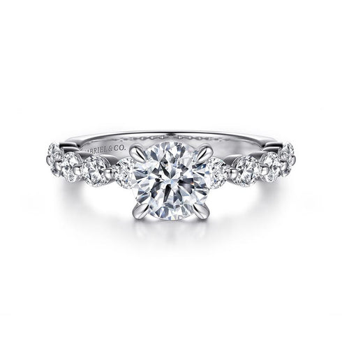 Gabriel & Co. Engagement Rings 6.5 Mounting Only, 14K White Gold Round Diamond Engagement Ring