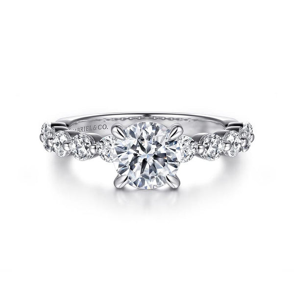 Gabriel & Co. Engagement Rings 6.5 Mounting Only, 14K White Gold Round Diamond Engagement Ring