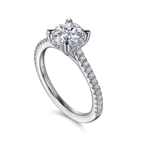Gabriel & Co. Engagement Rings 6.5 Mounting Only, 14K White Gold Round Diamond Engagement Ring