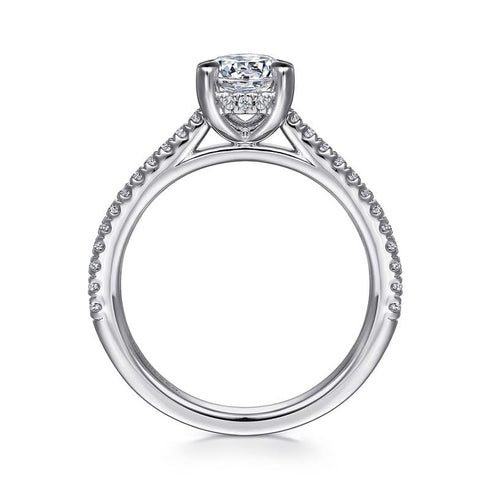 Gabriel & Co. Engagement Rings 6.5 Mounting Only, 14K White Gold Round Diamond Engagement Ring