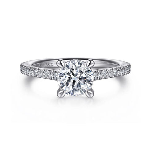 Gabriel & Co. Engagement Rings 6.5 Mounting Only, 14K White Gold Round Diamond Engagement Ring