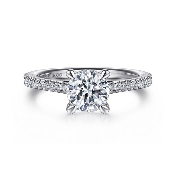 Gabriel & Co. Engagement Rings 6.5 Mounting Only, 14K White Gold Round Diamond Engagement Ring