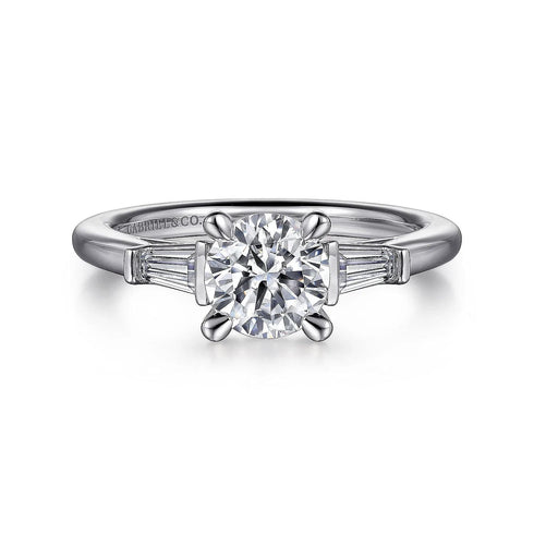 Gabriel & Co. Engagement Rings 6.5 Mounting Only, 14K White Gold Three Stone Dimaond Engagement Ring
