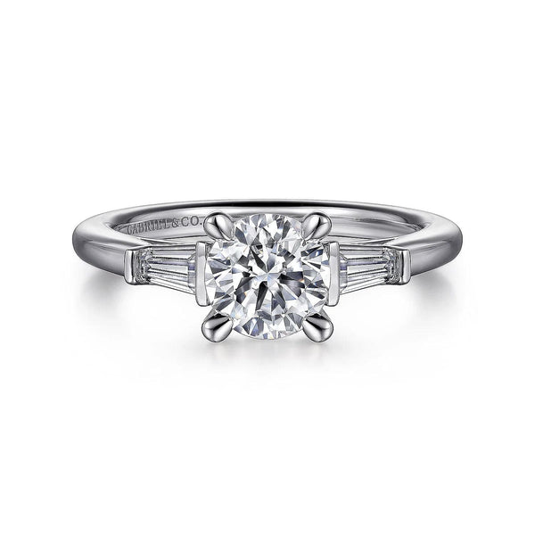 Gabriel & Co. Engagement Rings 6.5 Mounting Only, 14K White Gold Three Stone Dimaond Engagement Ring
