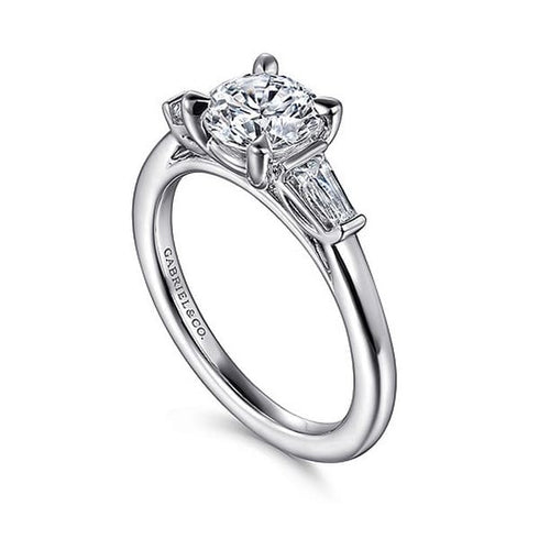 Gabriel & Co. Engagement Rings 6.5 Mounting Only, 14K White Gold Three Stone Dimaond Engagement Ring