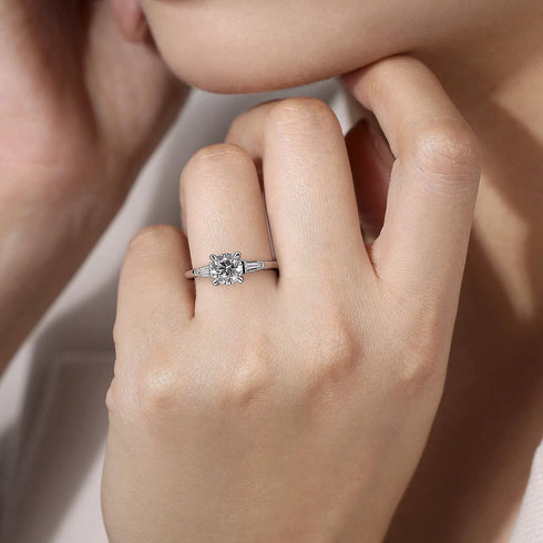 Gabriel & Co. Engagement Rings 6.5 Mounting Only, 14K White Gold Three Stone Dimaond Engagement Ring