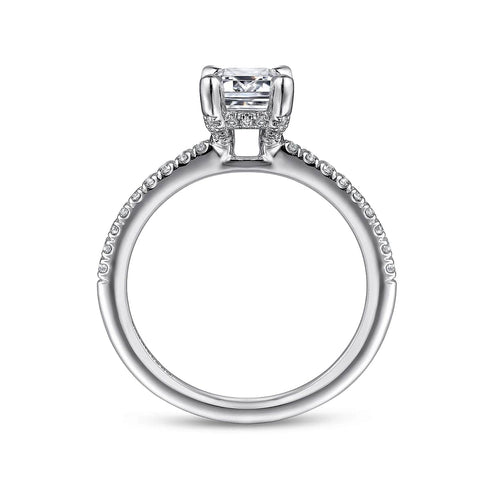 Gabriel & Co. Engagement Rings 6.5 Mounting Only, Emerald Cut White Gold Engagement Mounting with Thin Diamond Band