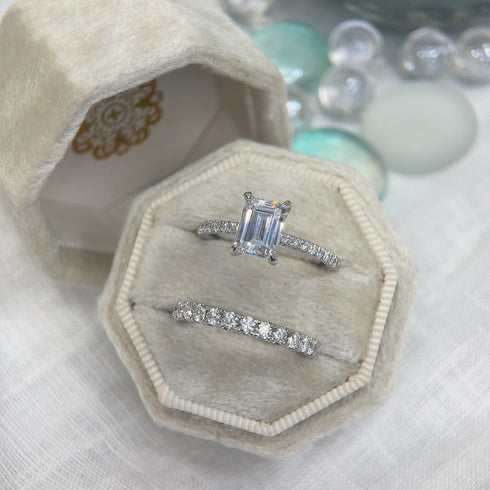 Gabriel & Co. Engagement Rings 6.5 Mounting Only, Emerald Cut White Gold Engagement Mounting with Thin Diamond Band