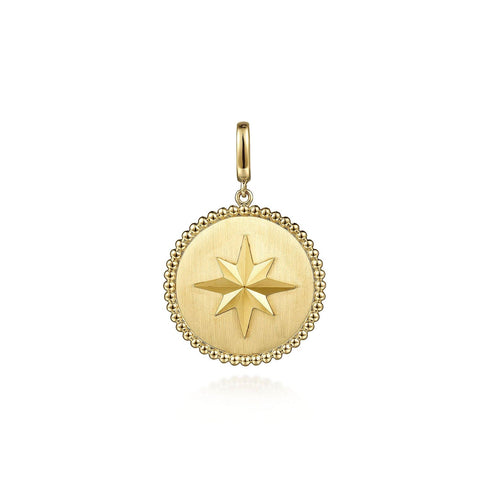 Gabriel & Co. Necklaces 14K Yellow Gold Bujukan Round Starburst Medallion Pendant