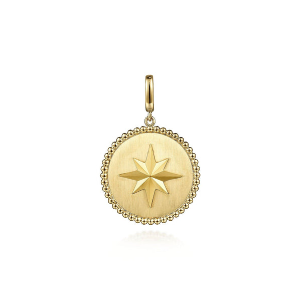 Gabriel & Co. Necklaces 14K Yellow Gold Bujukan Round Starburst Medallion Pendant