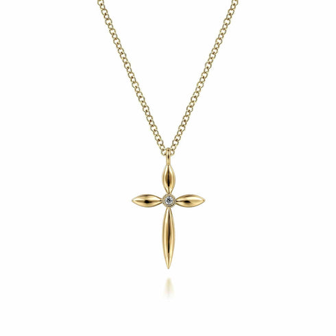 Gabriel & Co. Necklaces 14K Yellow Gold Diamond Cross Pendant Necklace