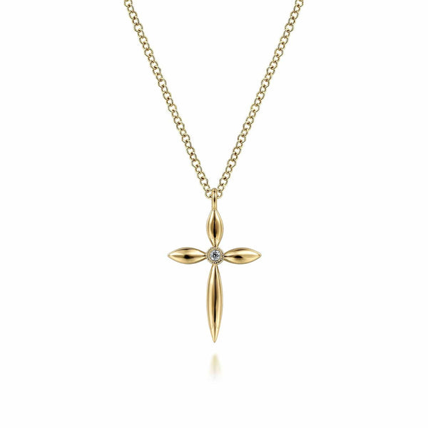 Gabriel & Co. Necklaces 14K Yellow Gold Diamond Cross Pendant Necklace